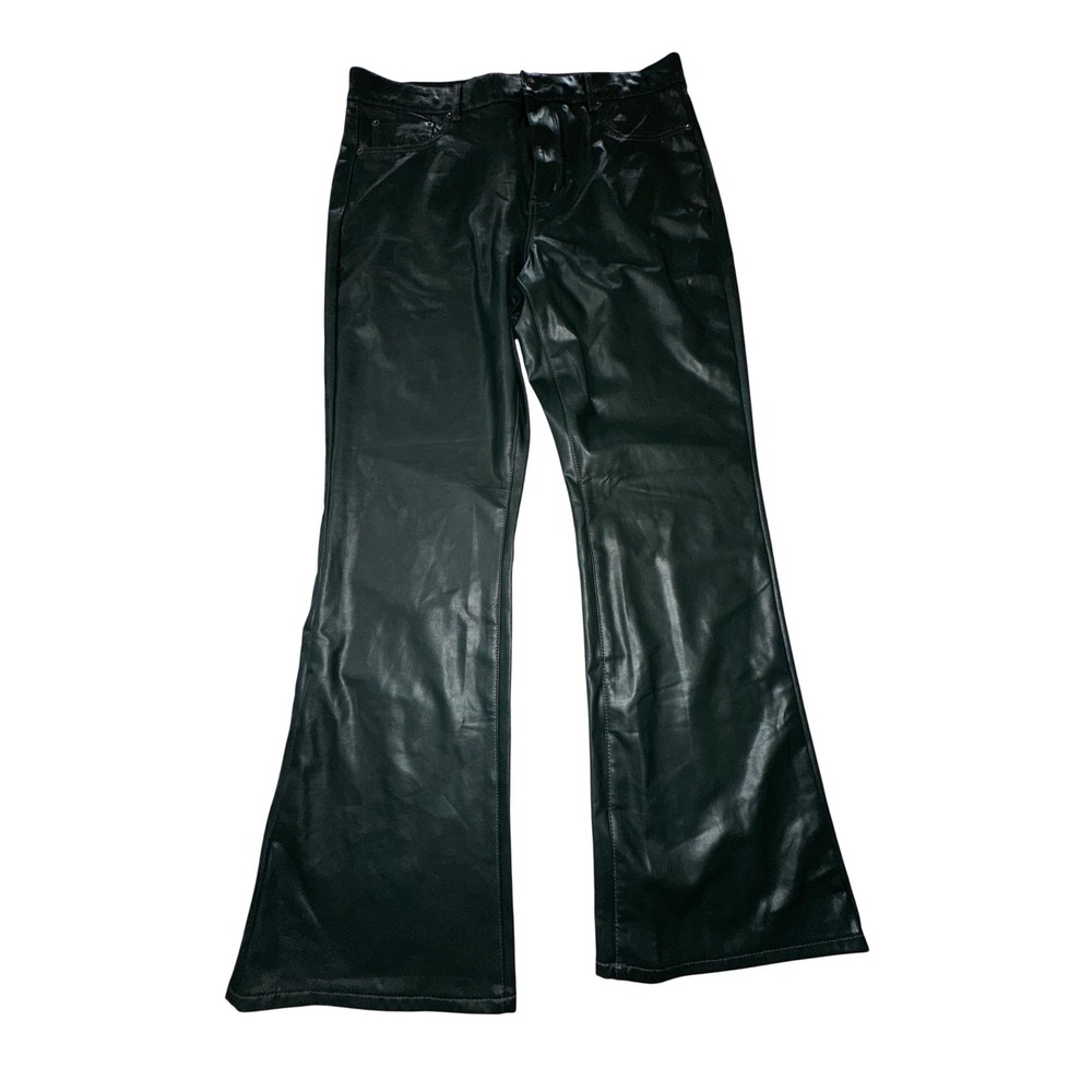 American Eagle High-Rise Green Faux Leather Stretch NWT Wide Leg Size‎ 16
